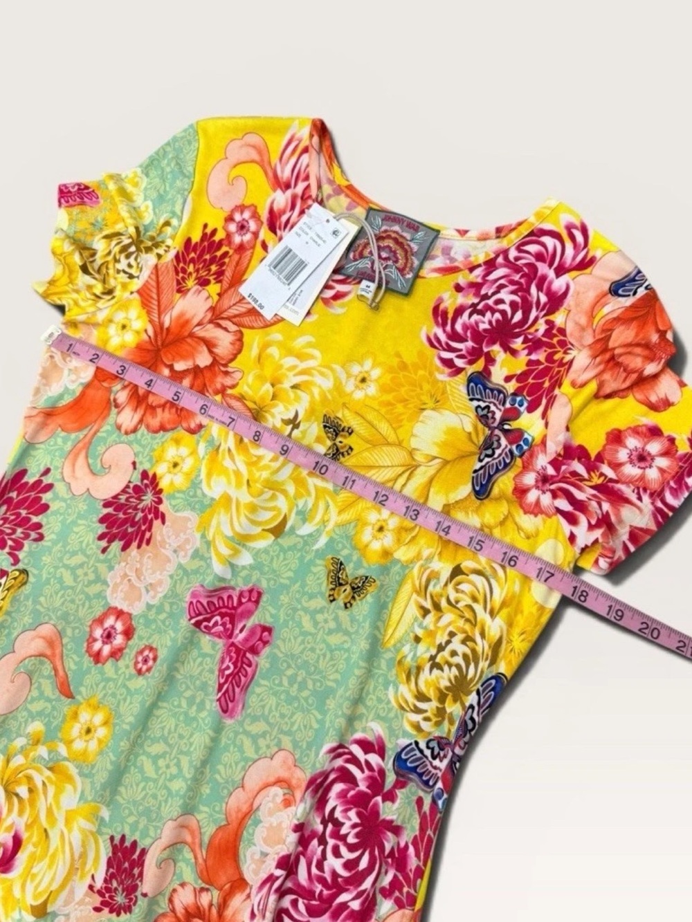 Johnny Was The Janie Favorite Cap Sleeve Midi Dress Charlie Floral Yellow Medium - Picture 13 of 16